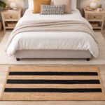 braided rectangular jute carpet rugs beige and black color