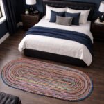 braided oval shape jute multicolor rugs