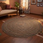round braided jute rugs black color