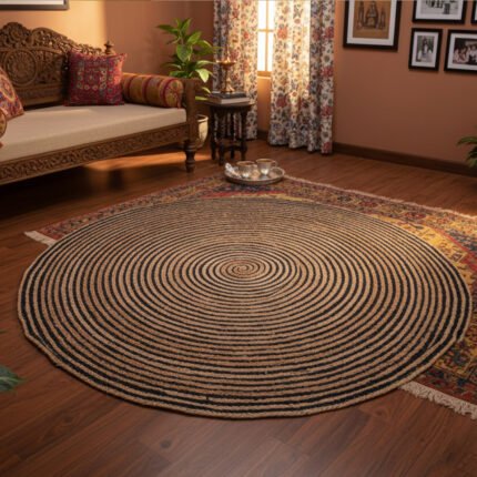 round braided jute rugs black color