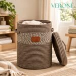 Premium Laundry Hamper | Storage Basket with Lid | LB04 | VERONE RUGS