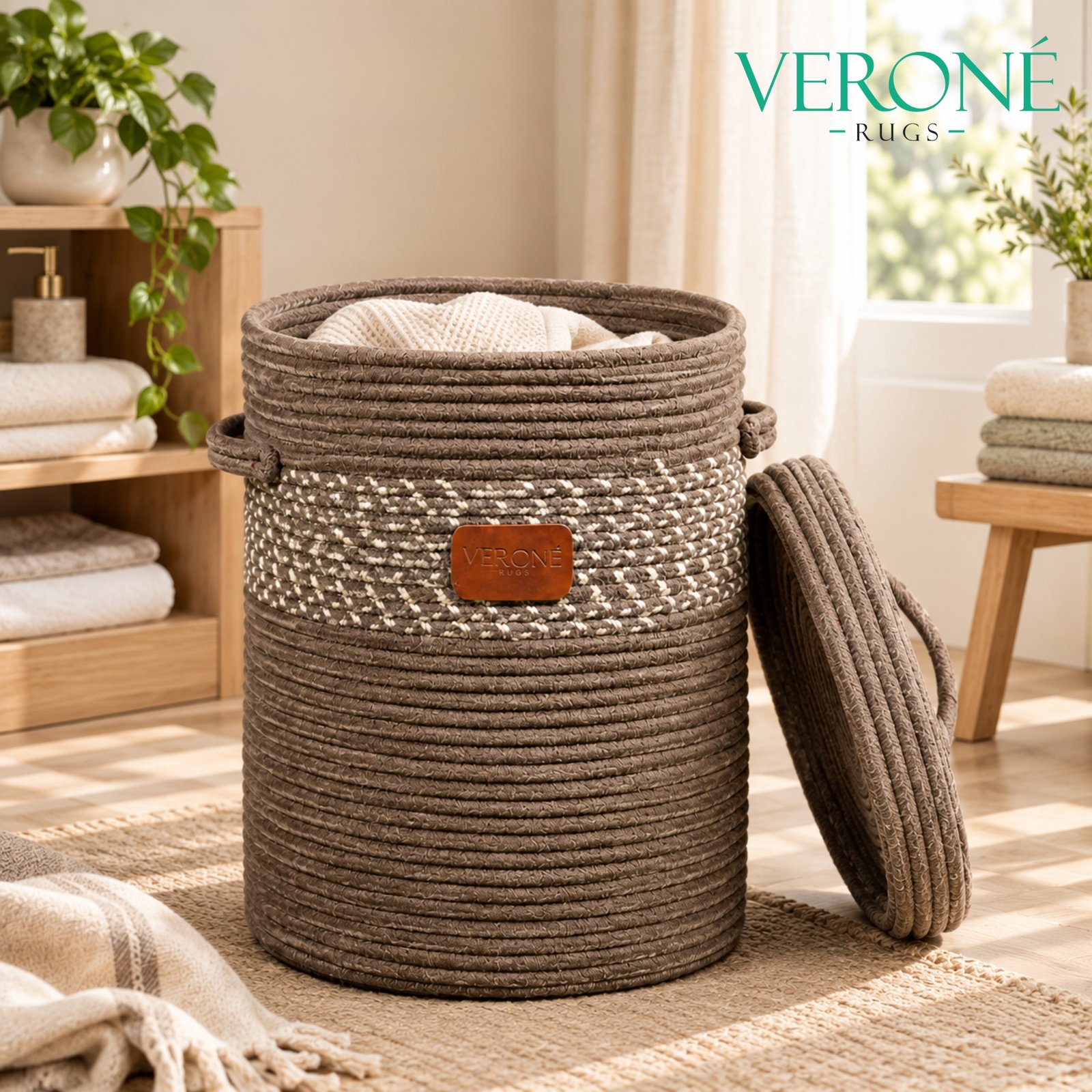 10 Premium Laundry Hamper | Storage Basket with Lid | LB04 | VERONE RUGS - Image 1
