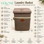 Premium Rectangular Laundry Hamper | Storage Basket with Lid | LB01| VERONE RUGS - Image 8