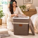 Premium Rectangular Laundry Hamper | Storage Basket with Lid | LB01| VERONE RUGS